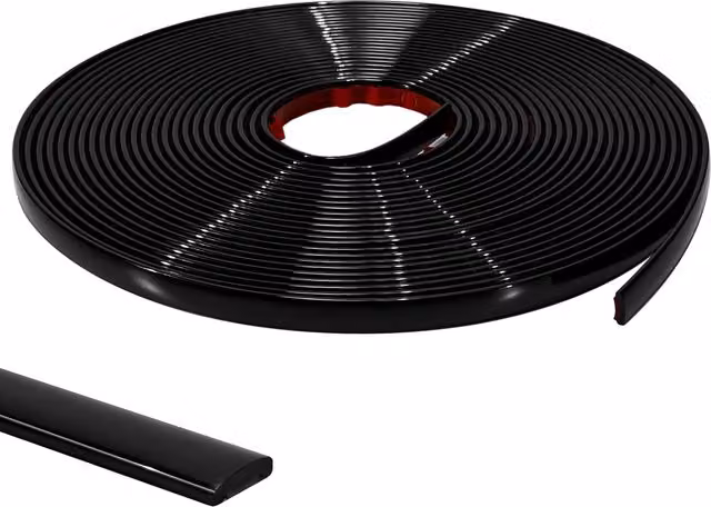 Moldura Autoadhesiva 3M de PVC Flexible Negro Impermeable para Paredes, Azulejos y Muebles, Ancho: 1 cm, Grosor: 0,25 cm