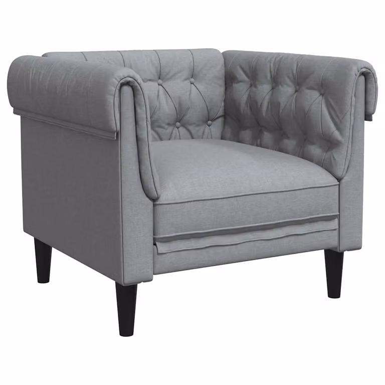 Sofá Chesterfield de vidaXL en gris con tapicería de tela y relleno de espuma, An/P/Al: 78,5 x 74,5 x 74,5 cm