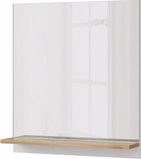 Armario de baño con espejo Vicco Marelle en blanco y roble con estante interno y montaje de pared An/P/Al: 60 x 8,2 x 67 cm