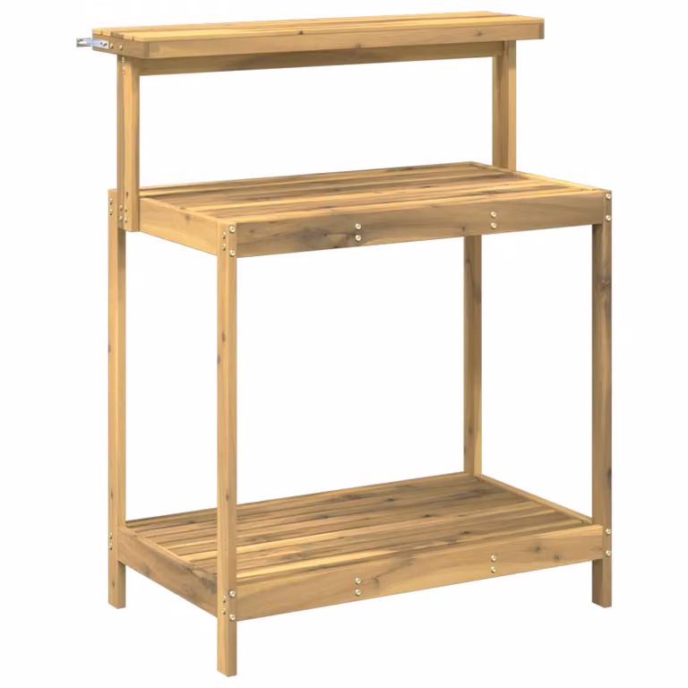 vidaXL Banco de Trasplante de Madera de Acacia para Jardín, Blanco y Marrón, An: 86,5 cm, P: 48,5 cm, Al: 106 cm