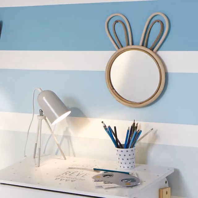 Espejo infantil con diseño de conejo Atmosphera en madera color beige y blanco, An/Al: 24 x 38 cm