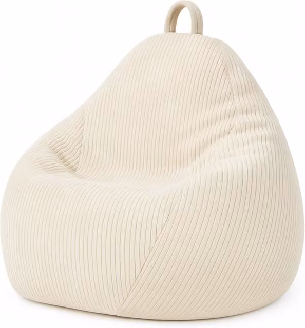 Puf pera de pana Bananair con funda desenfundable blanco An/P/Al: 105 x 85 cm