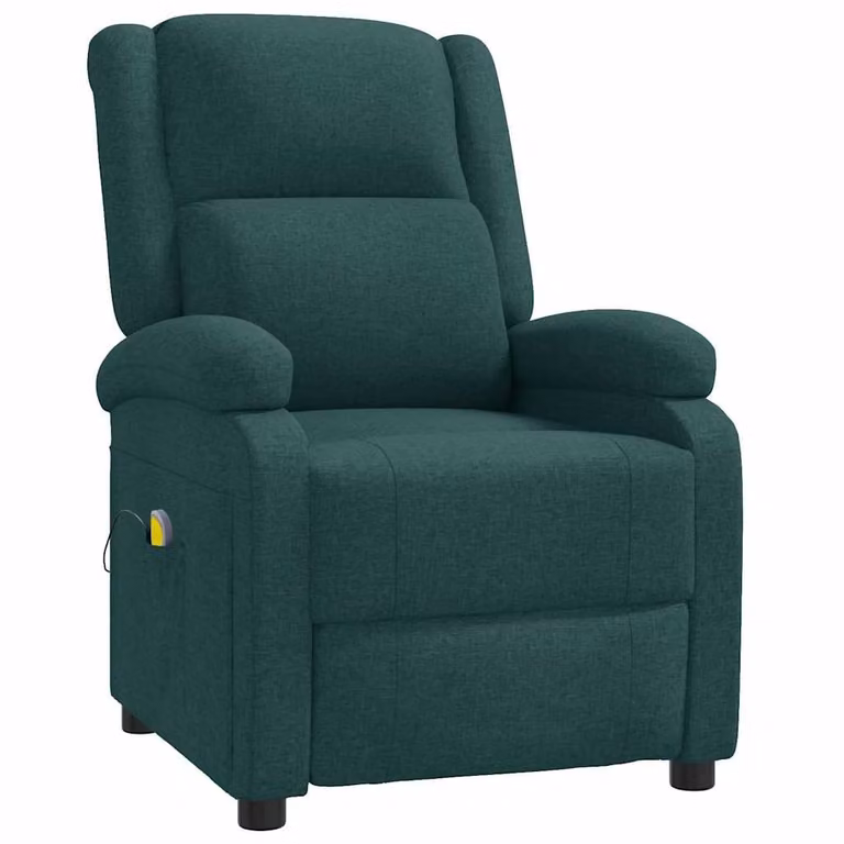 Sillón orejero de masaje vidaXL en tela verde oscuro con estructura mixta y reposabrazos