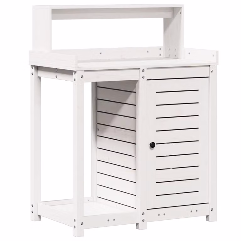 Mesa de plantación con estantes vidaXL de madera de pino color blanco estilo rústico An/P/Al: 82,5 x 50 x 109,5 cm