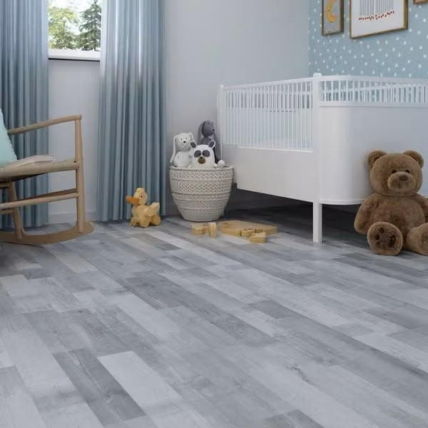 Suelo laminado con efecto madera Cooke & Lewis NK32 color gris de 7 mm