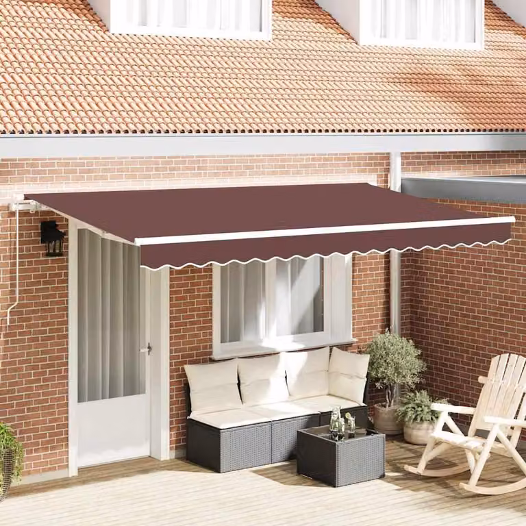 Toldo extensible Prolenta de aluminio y poliéster color marrón, An: 400 cm, Al: 200 cm