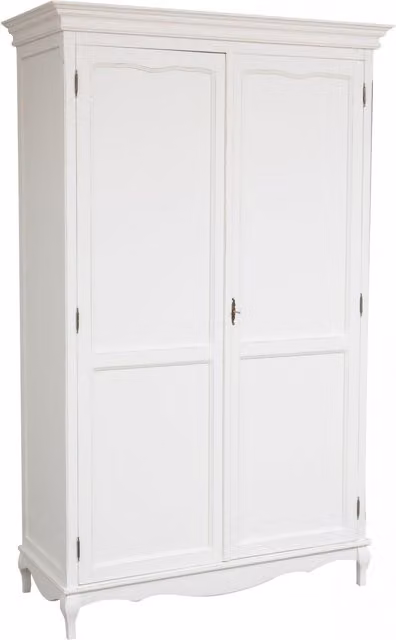 Armario Shabby Chic Biscottini de madera maciza de tilo en color blanco, ideal para salón o dormitorio, An: 130 cm, P: 57 cm, Al: 210 cm