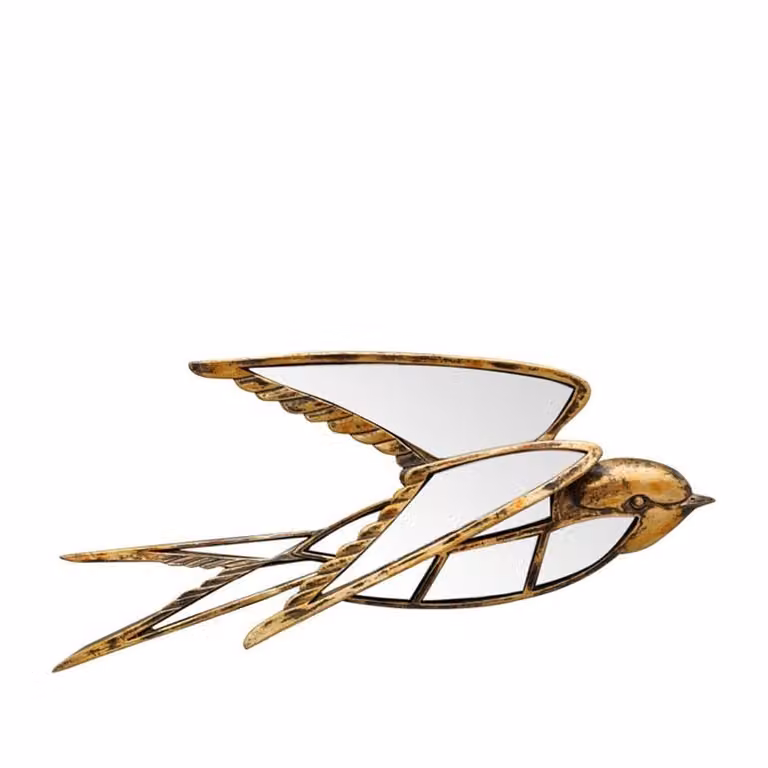 Figurita de golondrina Chehoma en resina de color dorado para mesa