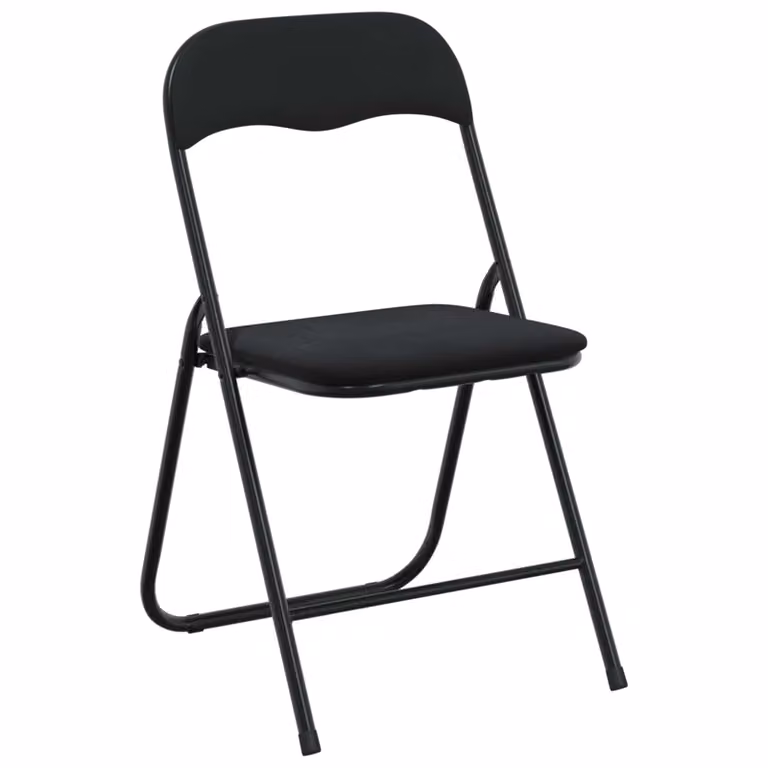 Set de 8 sillas plegables vidaXL en terciopelo negro, An/P/Al: 48 x 44 x 78 cm