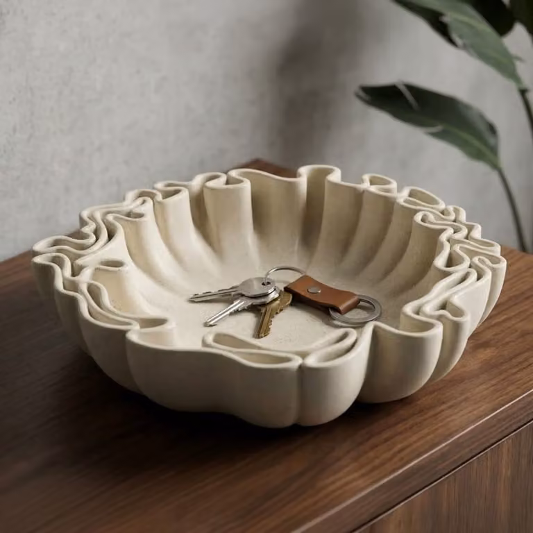 Vaciabolsillos moderno Mauro Ferretti color beige An/P/Al: 30,5 x 29 x 7,5 cm
