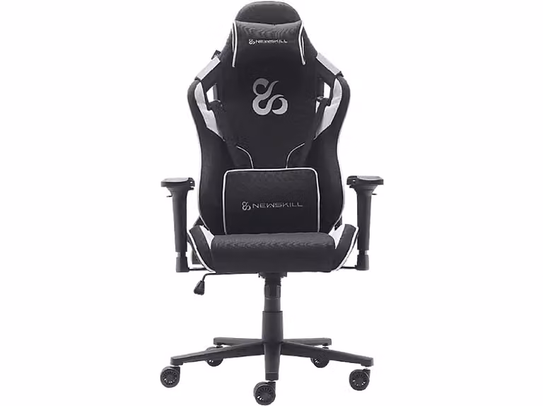 Silla gaming Newskill Takamikura V2 en color gris con tela transpirable, reposabrazos 4D, cojines lumbar y cervical, reclinable en 180º y capacidad de hasta 136 kg