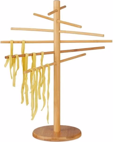 Soporte de bambú marrón para secar pasta