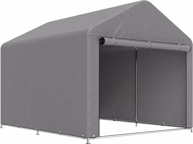 Carpa de jardín para bicicletas Outsunny con marco de metal galvanizado, impermeable y anti-UV, color gris, An/P/Al: 240 x 200 x 240 cm