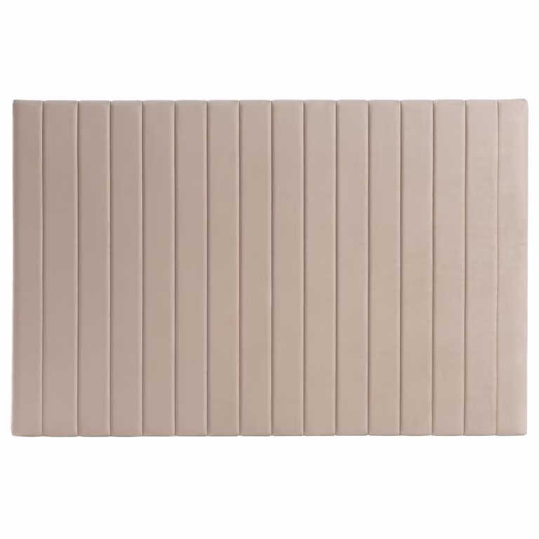 Cabecero de terciopelo NEHA de Miliboo en color beige grisáceo con estructura de madera de pino, Ancho: 170 cm, Altura: 110 cm