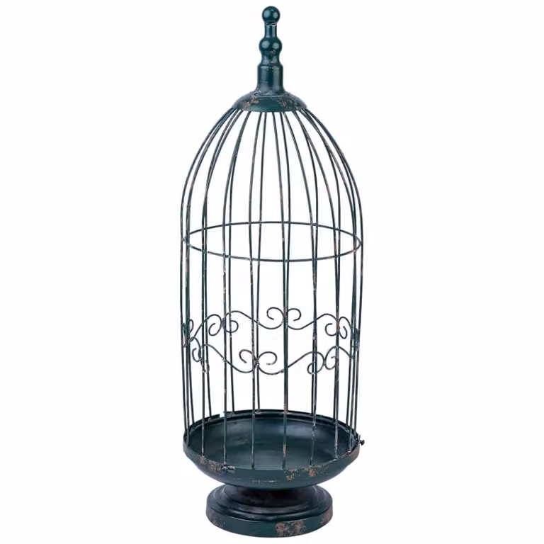 Jaula decorativa de metal Wanderlust deco estilo shabby chic en azul y verde An/P/Al: 25 x 25 x 72 cm