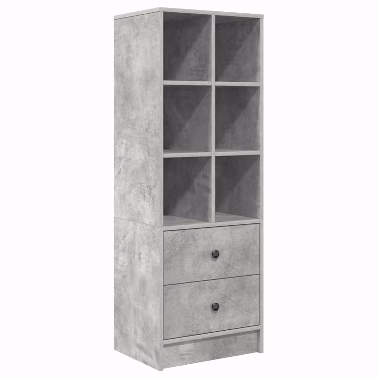 Aparador alto con cajón vidaXL en color gris concreto An/P/Al: 45,5 x 34 x 127 cm