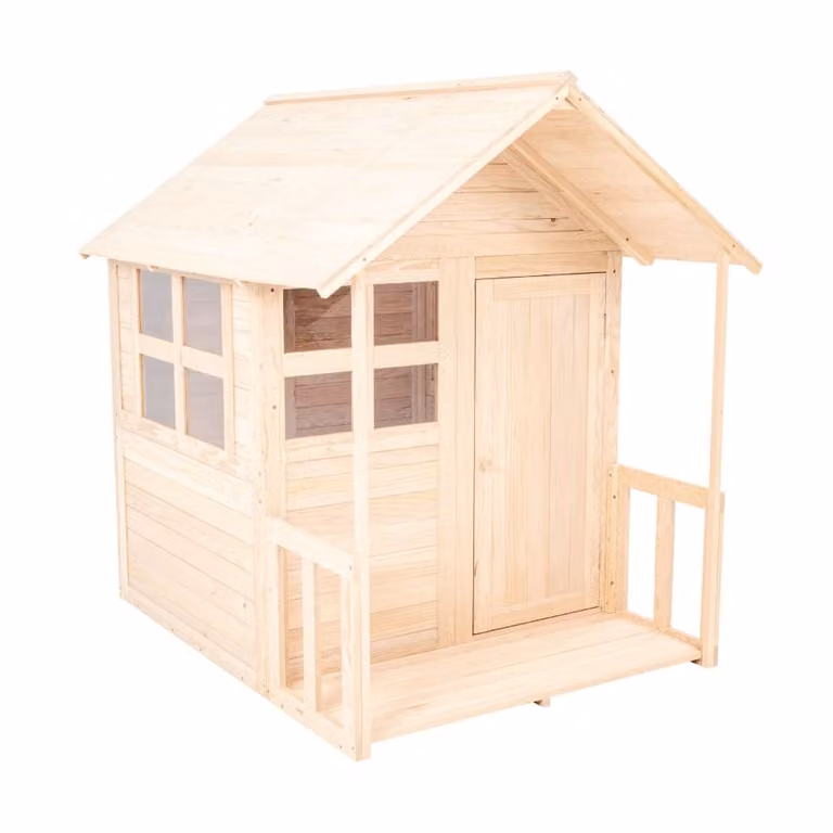 Casita de juegos infantil TP Toys de madera marrón con suelo y porche, An/P/Al: 134 x 134 x 113 cm