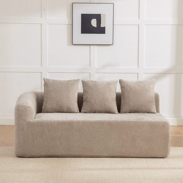 Sofá Modular Kellany de Tejido de Chenilla y Relleno de Espuma en Color Gris