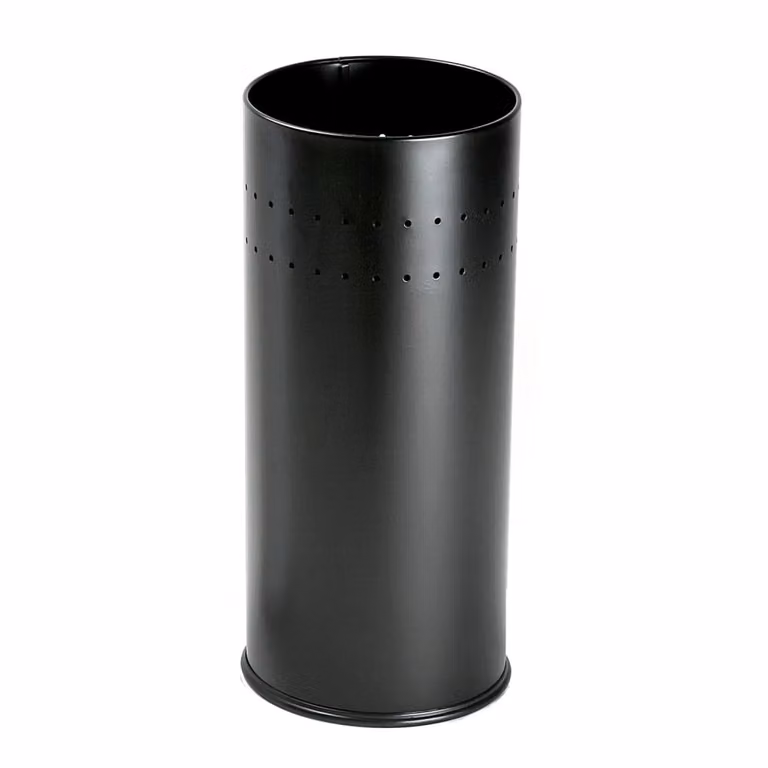 Paragüero moderno Versa Home en metal negro con bandeja extraíble