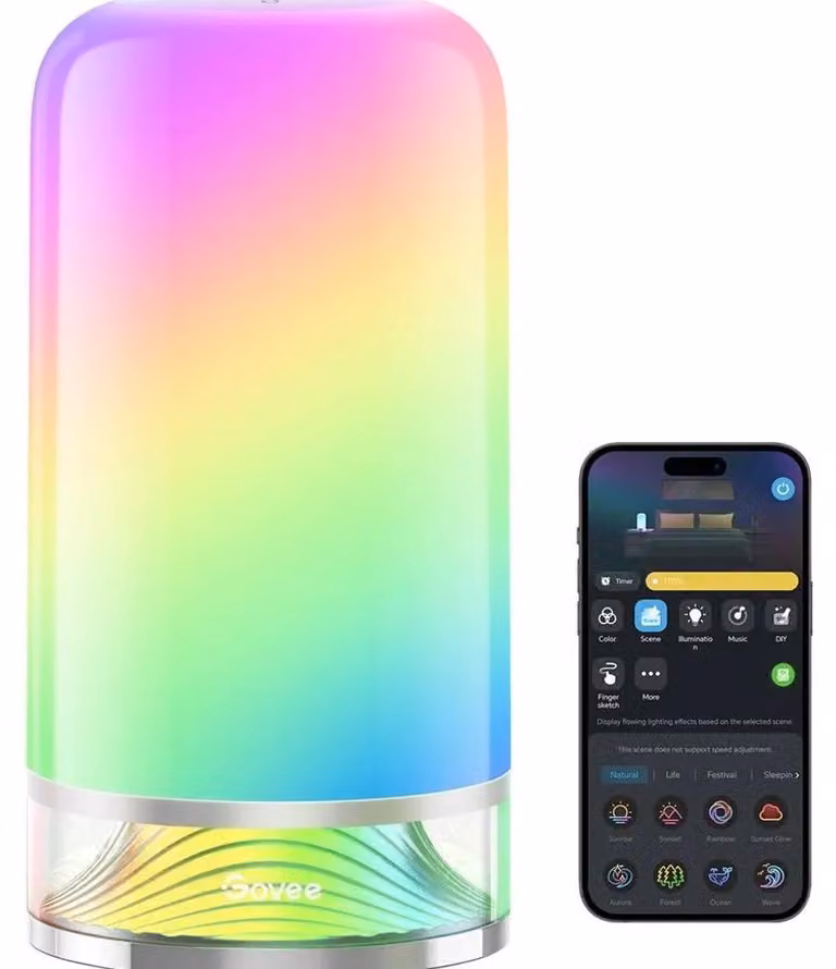 Lámpara de mesa inteligente Govee H6022 LED RGBWW con Wi-Fi y Bluetooth, color blanco y multicolor, compatible con Amazon Alexa y Google Assistant