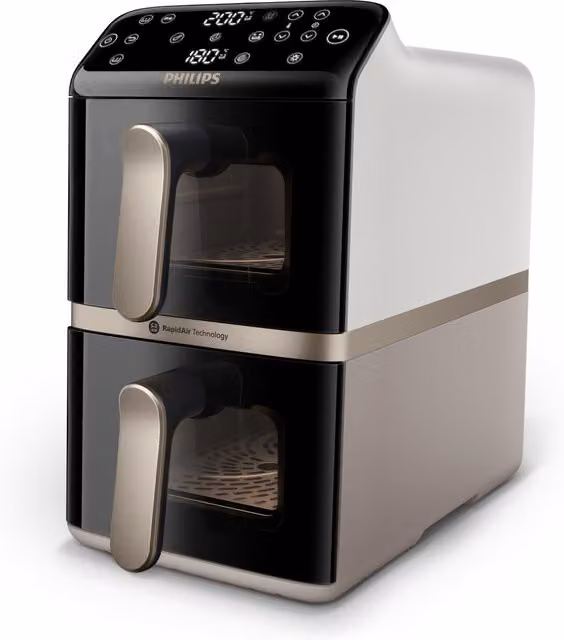 Freidora de aire Philips 4000 Series NA462/80 de 10 L con tecnología de aire caliente, 2750 W, color negro, oro y gris
