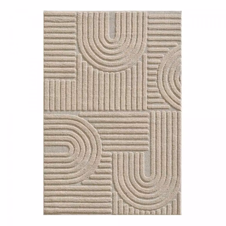 Alfombra Un amour de tapis para dormitorio, diseño geométrico moderno, color beige, An/P: 120 x 170 cm