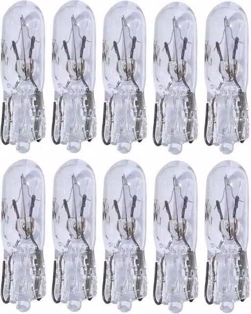 Pack de 10 bombillas incandescentes T5 ODIPIE de 12V 1,2W transparentes para salpicadero
