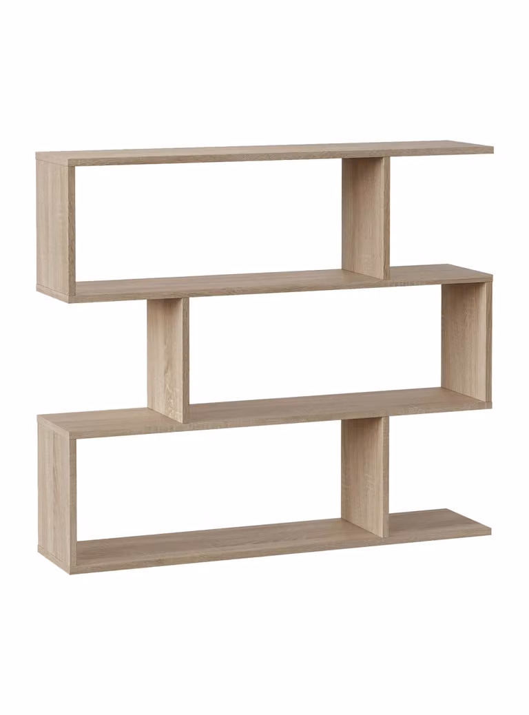 Estantería DMORA de madera en color marrón roble para salón, diseño moderno y An/P/Al: 110 x 25 x 96 cm