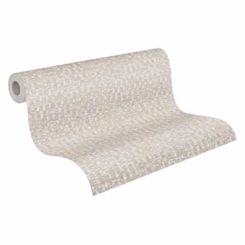 Papel pintado abstracto A.S. Création Antigua 390923 en colores gris, blanco y beige con acabado mate y material non-woven (An: 0,53 m, Al: 10,05 m)