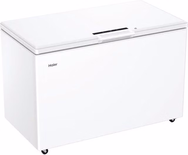 Arcón congelador independiente Haier HCE420E de 418 l en color blanco con función superfreezing y tecnología low frost