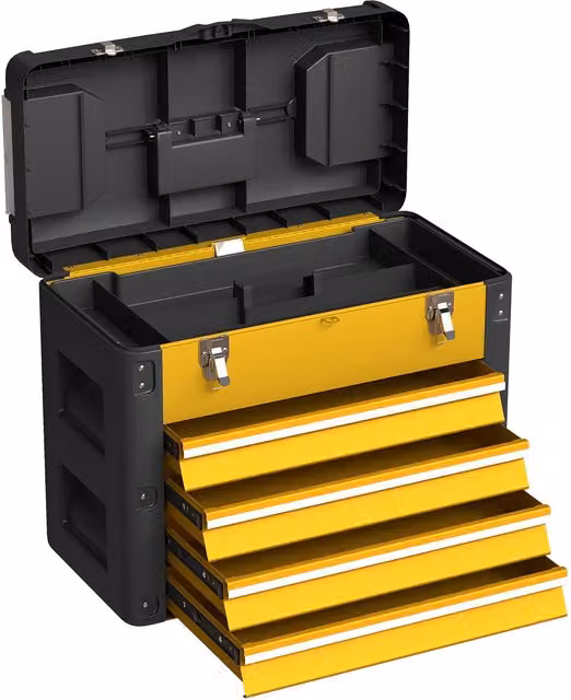 Caja de herramientas NORTHIX de acero con 4 cajones y organizadores, multicolor, An/P/Al: 49,7 x 25,3 x 40,7 cm