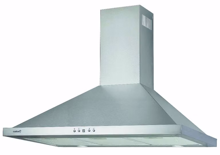 Campana decorativa de pared Cata Beta Pro 9000 X de 90 cm en acero inoxidable color plata con conexión wifi, pantalla LED y temporizador, capacidad de extracción de 561 m³/h y clase A