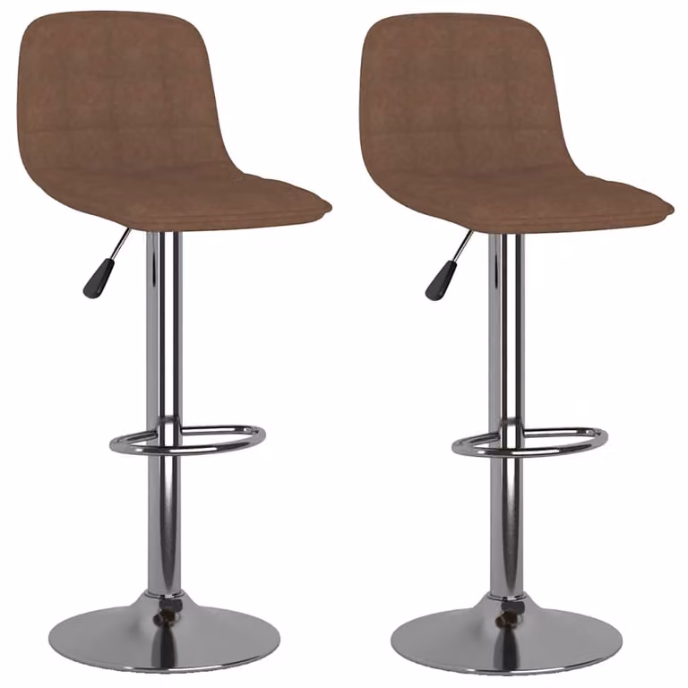 Set de 2 taburetes de cocina modernos vidaXL en tela marrón y estructura metálica