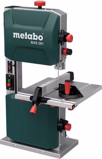 Sierra de cinta de precisión de sobremesa Metabo BAS 261 de 400W en color gris y verde
