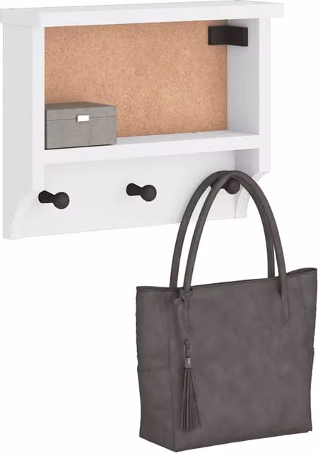 Perchero de pared Sandnes de vidaXL en madera de pino blanca con acabado lacado, An/P/Al: 45 x 12 x 35 cm