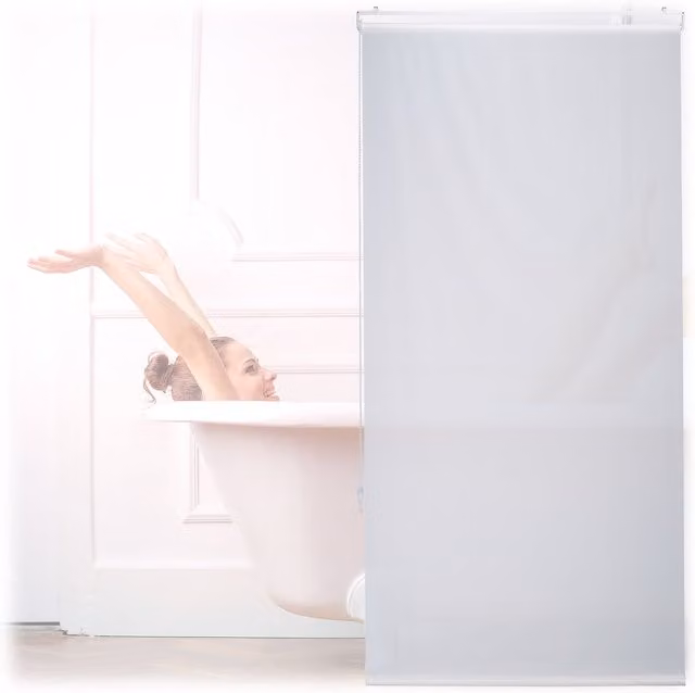Estor enrollable para ducha y bañera Relaxdays, impermeable, color blanco, An/P/Al: 80 x 240 cm