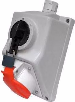 Kit de instalación de toma de corriente Elektromet Rojo y Gris IP54 con bloqueo de plástico