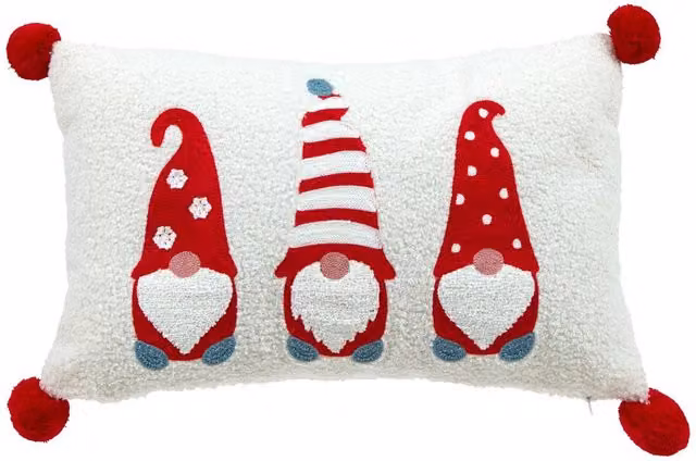 Cojín rectangular de Navidad con diseño de 3 gnomos Feeric Lights, multicolor y blanco, An/P: 50 x 30 cm