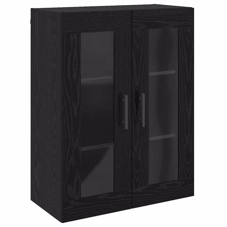Armario de pared moderno vidaXL en roble negro con puertas de cristal y estantes internos An/P/Al: 69.5 x 34 x 90 cm
