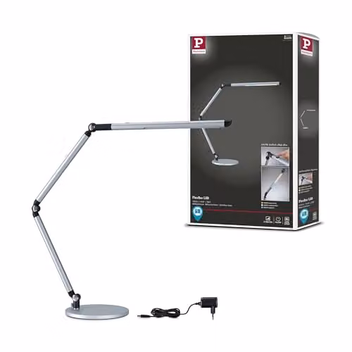Lámpara de mesa LED FlexBar de Paulmann, regulable y con CCT, color plata, 36 cm