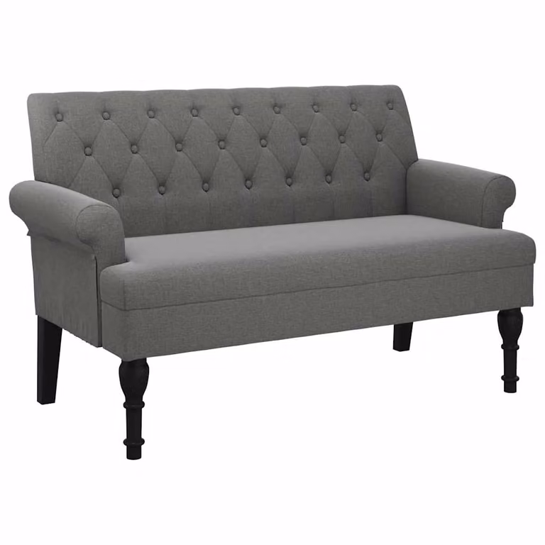 vidaXL Banco con respaldo tapizado en tela gris oscuro An/P/Al: 120 x 62 x 75,5 cm