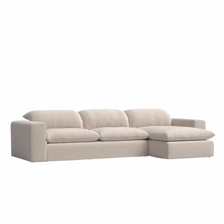 Sofá chaise longue reversible Hannun en color beige con estructura de madera sólida y fundas extraíbles