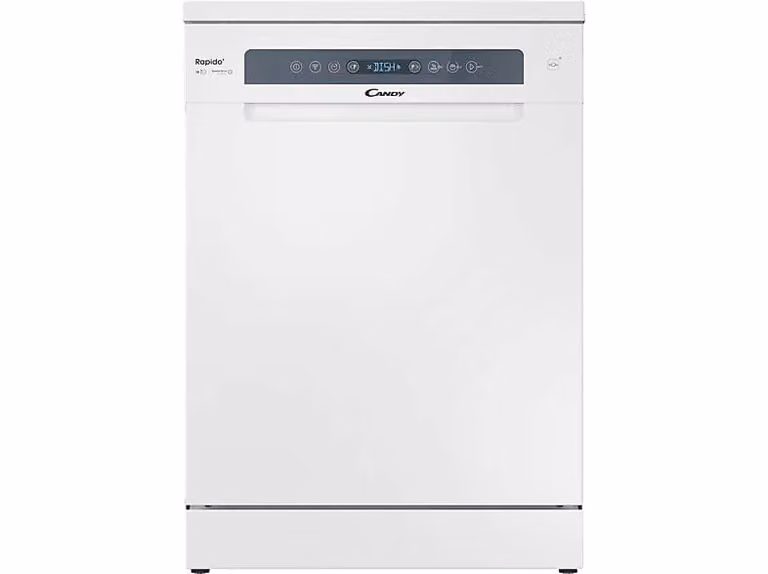 Lavavajillas Candy CF 5C7F1W de 15 servicios con conectividad Wi-Fi y apertura automática de puerta, Blanco
