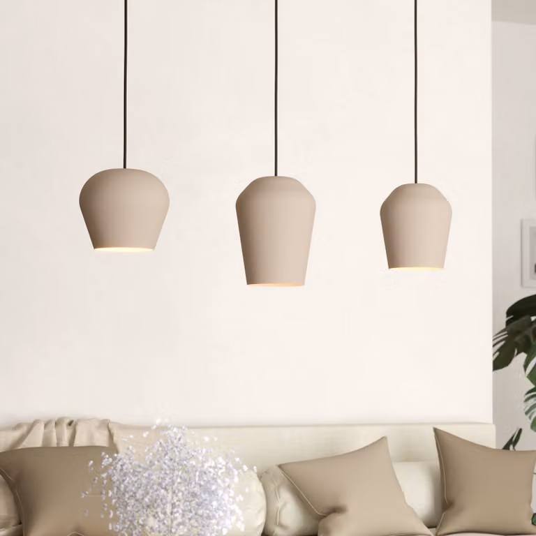 Lámpara colgante Eglo Cambaito de metal, atenuable, color beige, diseño moderno para salón o comedor