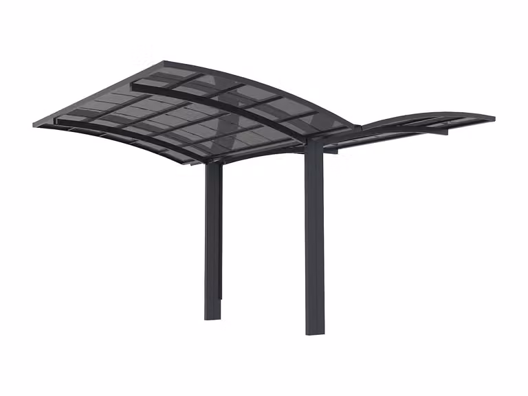 Cochera autoportante de aluminio ALUVIO para 2 coches, diseño de mariposa, gris antracita