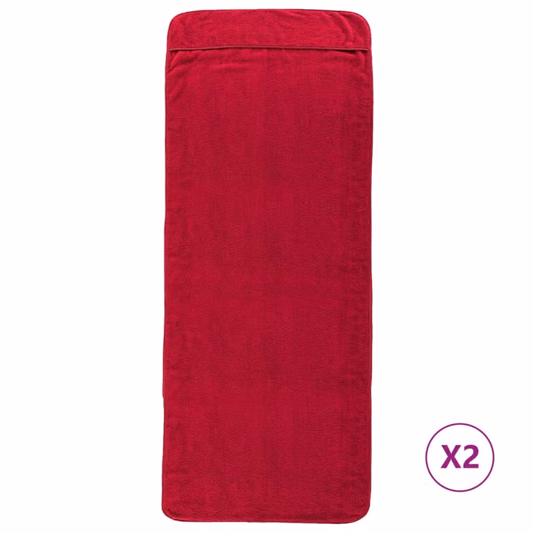 Pack de 2 toallas de playa vidaXL de color rojo, secado rápido, 400 g/m², An/Al: 75 x 200 cm