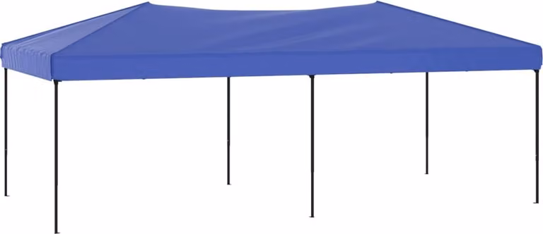 Carpa plegable para fiestas Syfax en color azul con estructura de acero y cubierta de poliéster