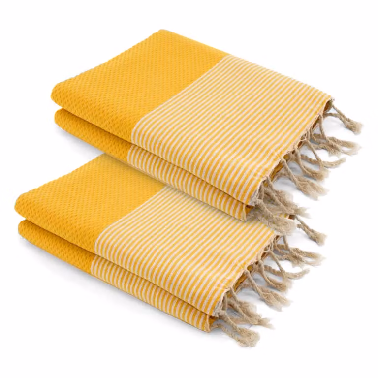 Juego de 2 fundas de almohada Febronie de algodón con diseño de panel de abeja en color amarillo azafrán, An/An/Al: 200 x 200 cm