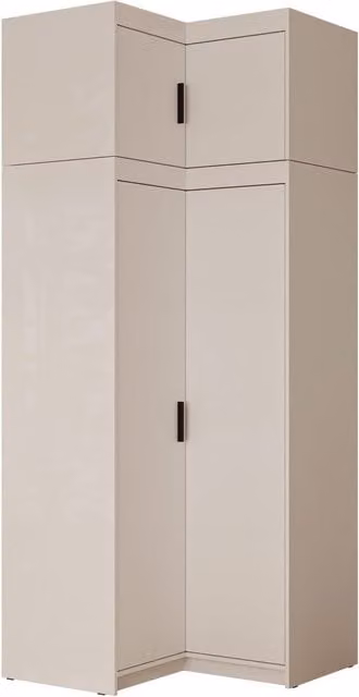 Armario de rincón Novduni MOBILIER1 en color beige con puertas de bisagra y 5 estantes, Al 246 x An 98 x P 98 cm