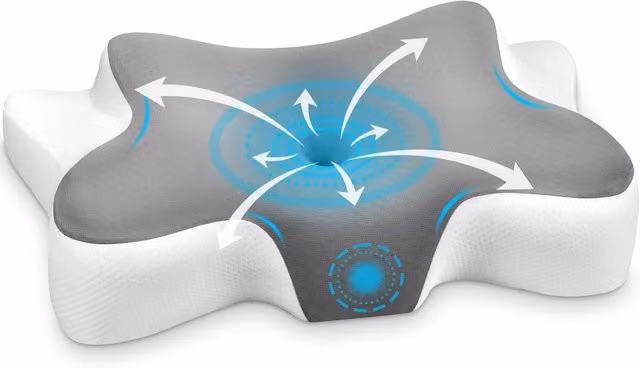 Almohada Cervical Ergonómica Catherine de Espuma Viscoelástica con Funda Extraíble, Color Gris